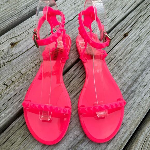 Valentino Garavani Rockstud PVC Jelly Sandals Flats Jellies Hot Neon Pink 38 / 8 - Picture 5 of 13
